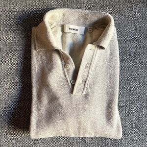 Buck Mason Beige Heavy Long-Sleeve Polo Shirt